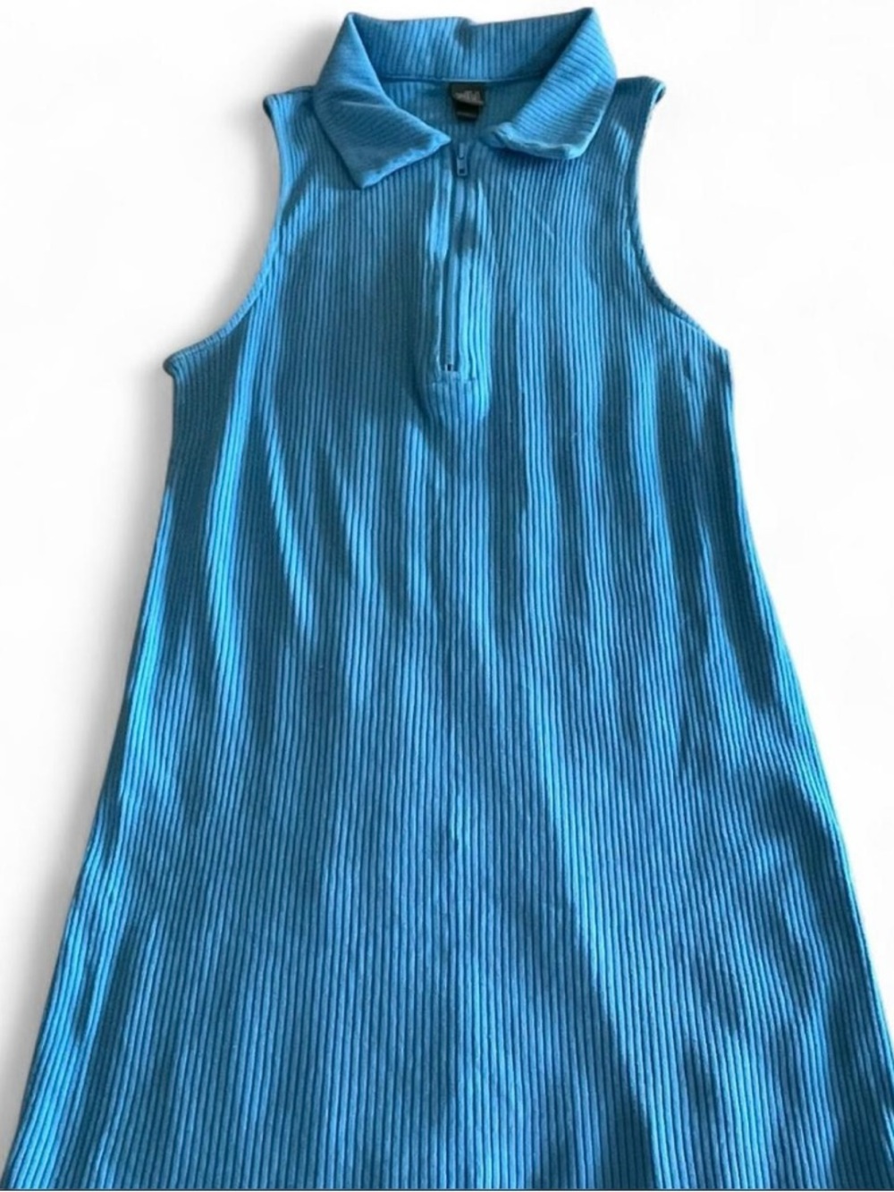 Wild Fable Sleeveless Ribbed Polo Dress in Bright Blue